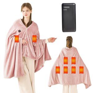 MAXEVE Heated Blanket Cordless Electric Wearable Blanket with 10000mAh Power Ban